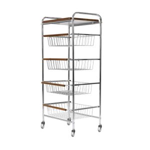 Household Snack Storage Rack, Simple Multi-Tier Rolling Kitchen Cart with Organizer