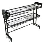 Expandable Kitchen Sink Organizer, Dish Drying Rack with Utensil Holder, Countertop Dish Drainer, Sink Storage Rack