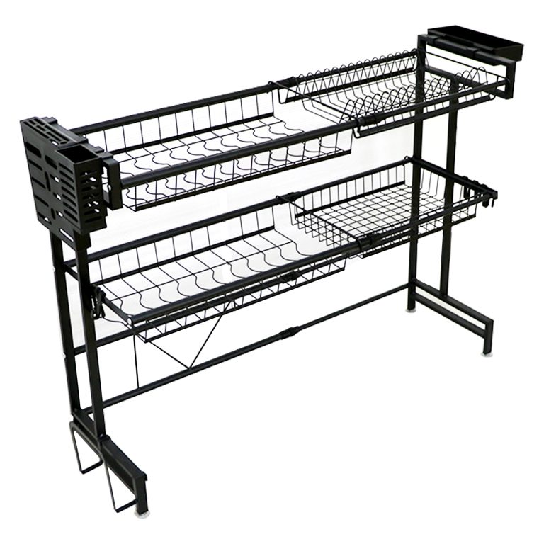 Expandable Kitchen Sink Organizer, Dish Drying Rack with Utensil Holder, Countertop Dish Drainer, Sink Storage Rack