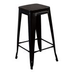 Sturdy and Durable Stackable Bar Stool with Comfortable Footrest – Classic Black, White, and Silver Counter Height Stool