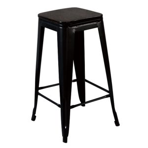 Sturdy and Durable Stackable Bar Stool with Comfortable Footrest – Classic Black, White, and Silver Counter Height Stool