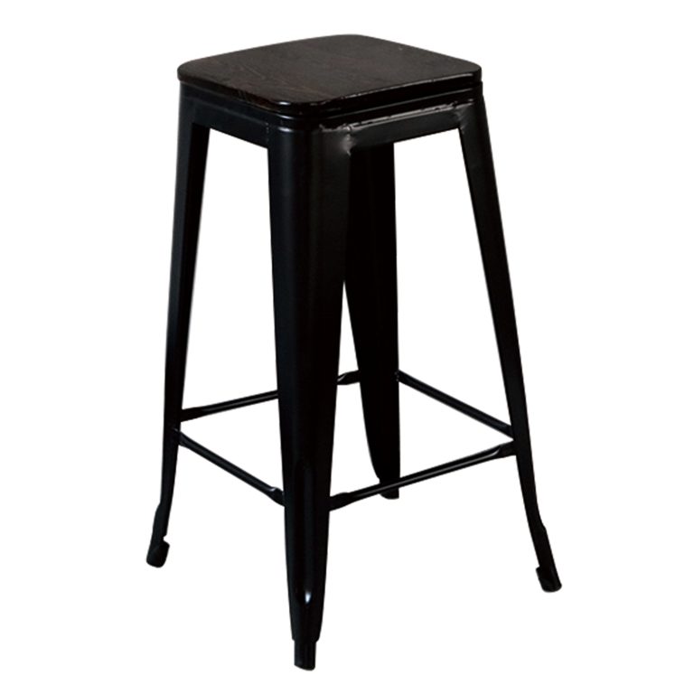 Sturdy and Durable Stackable Bar Stool with Comfortable Footrest – Classic Black, White, and Silver Counter Height Stool